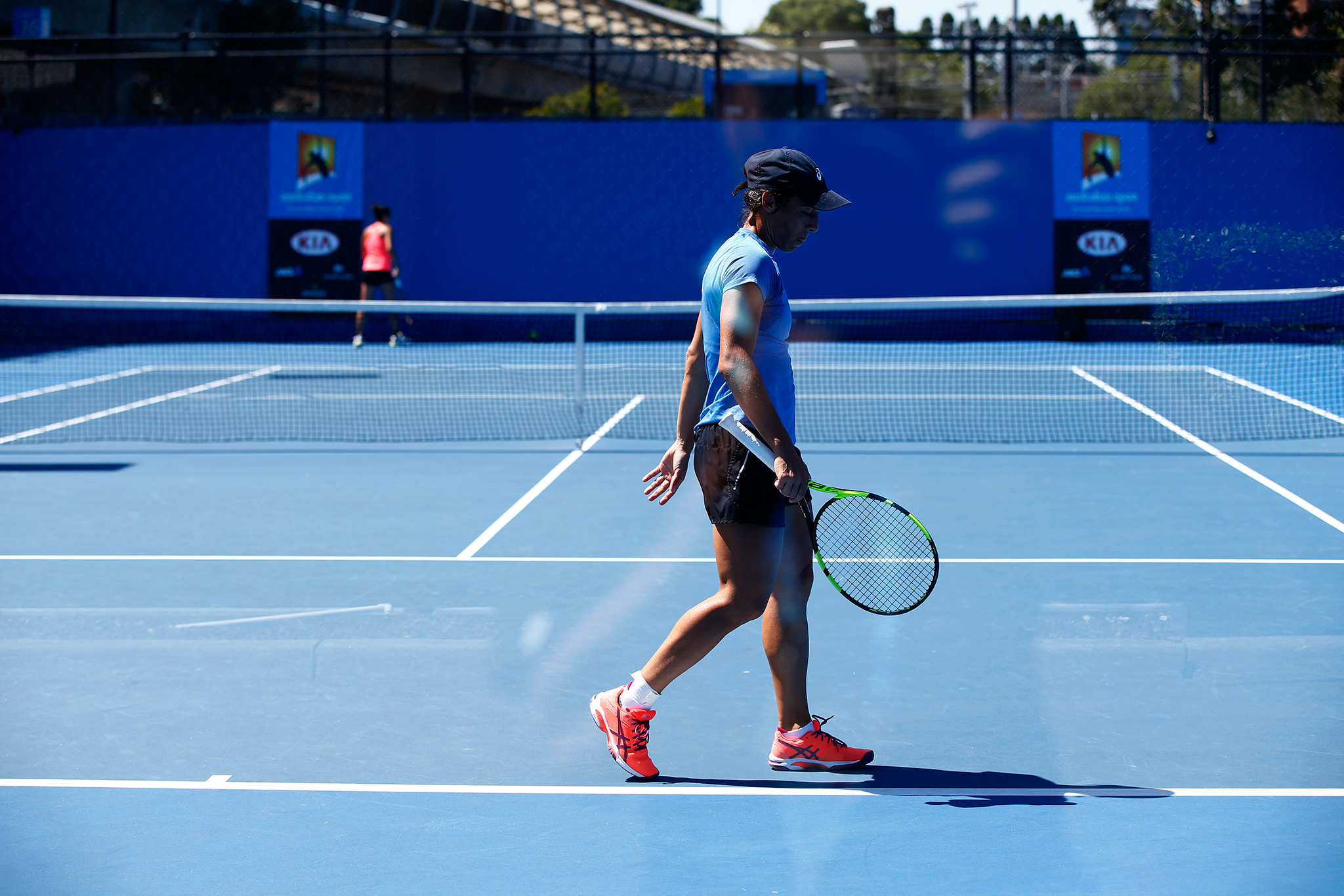 Francesca Schiavone si allena durante gli Australian Open 2016